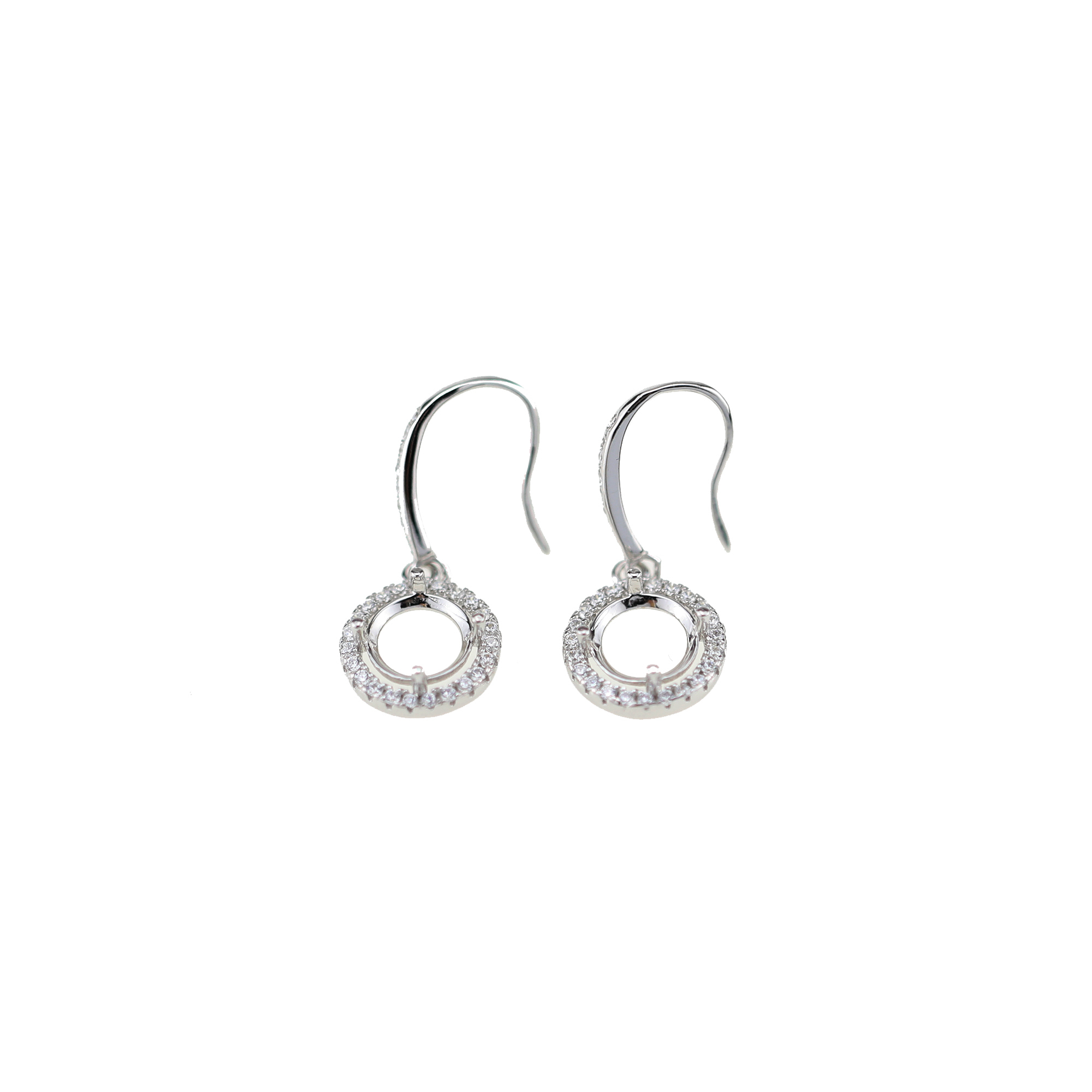 1Pair 5-8MM Round Prong Bezel Rose Gold Plated Solid 925 Sterling Silver Hook Earrings Blank Settings for Gemstone Moissanite 1706041 - Click Image to Close